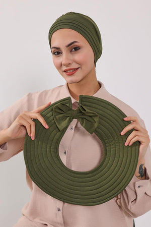 Jersey Bonnet Turban with Wide-Brim Sun Hat