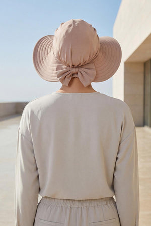 Jersey Bonnet Turban with Wide-Brim Sun Hat