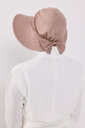 Jersey Bonnet Turban with Wide-Brim Sun Hat