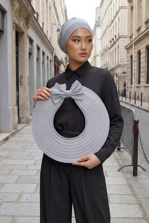 Jersey Bonnet Turban with Wide-Brim Sun Hat