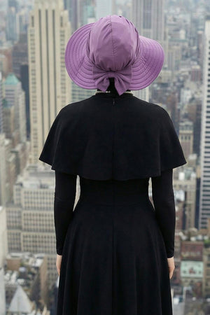 Jersey Bonnet Turban with Wide-Brim Sun Hat