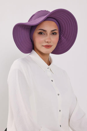 Jersey Bonnet Turban with Wide-Brim Sun Hat