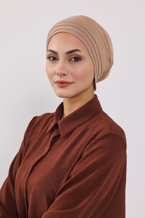 Jersey Bonnet Turban with Wide-Brim Sun Hat