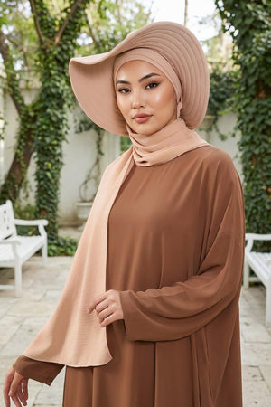 Capped Instant Turban Hijab with Removable Back Bow