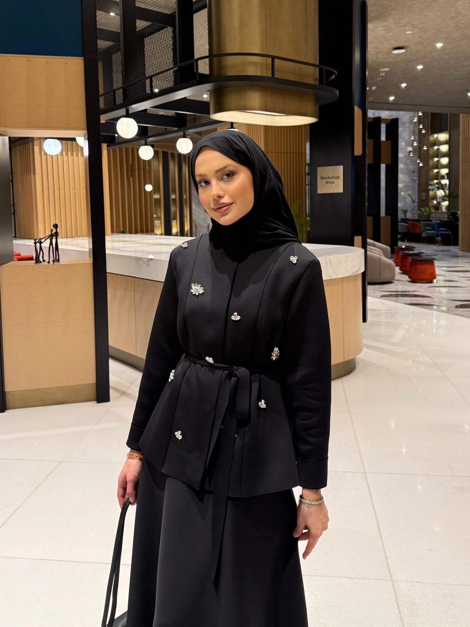 Black Scuba Set with Crystal Details SK022