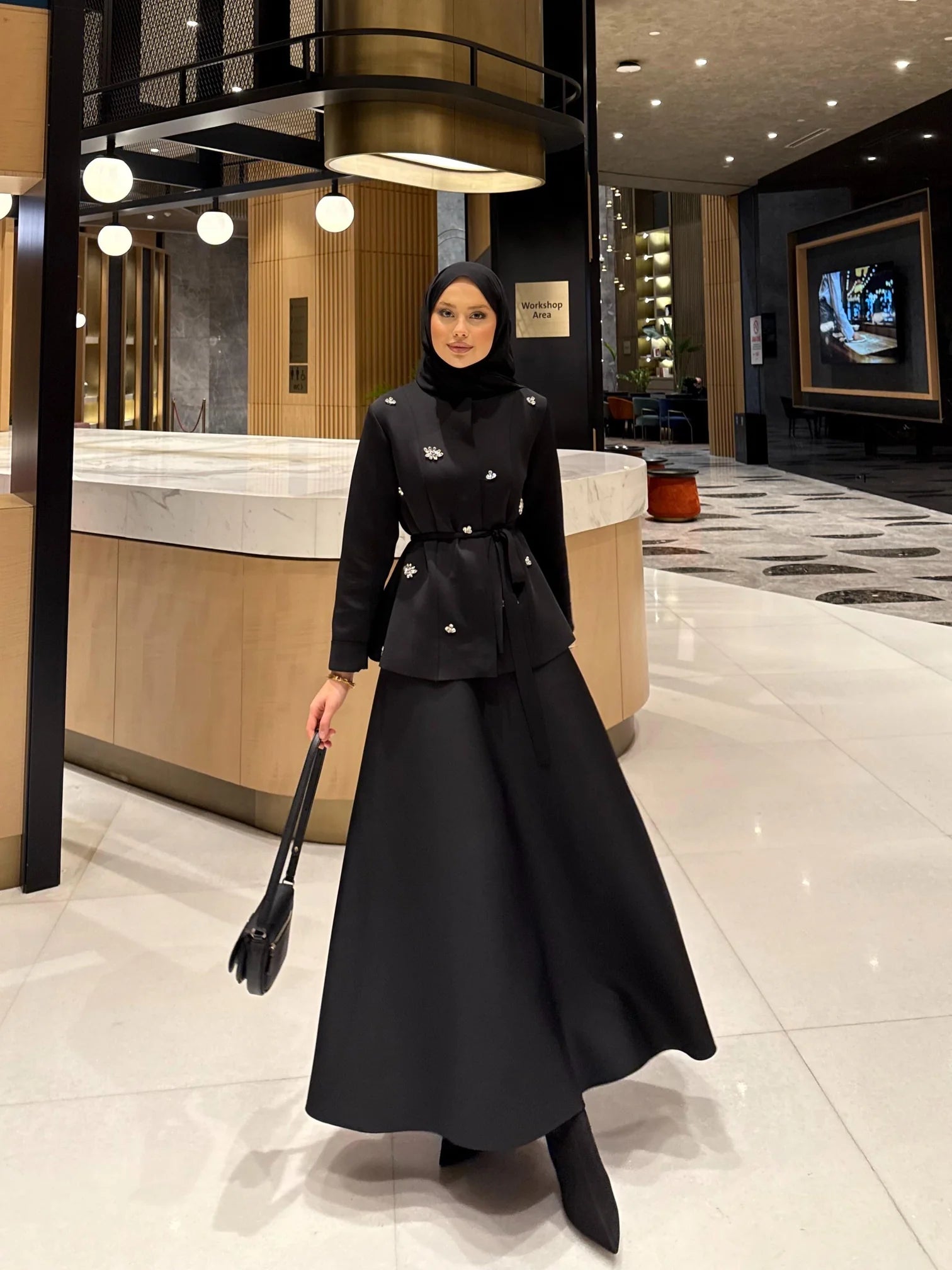 Black Scuba Set with Crystal Details SK022