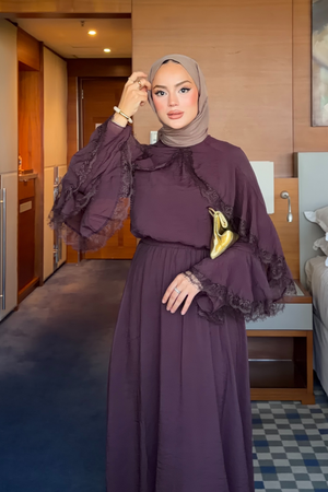 Lace-Trim Tencel Two-Piece Set with Flowing Skirt — Murdum