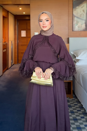 Lace-Trim Tencel Two-Piece Set with Flowing Skirt — Murdum