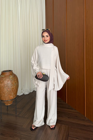 Relaxed Striped Top & Wide-Leg Trousers Set — TAŞ