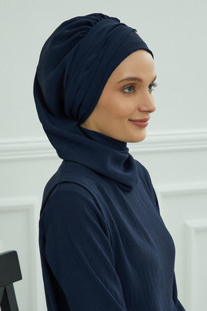 Pre-Styled Aerobin Turban with Elegant Metal Pin