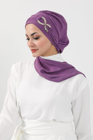 Pre-Styled Aerobin Turban with Elegant Metal Pin
