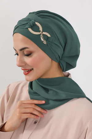 Pre-Styled Aerobin Turban with Elegant Metal Pin