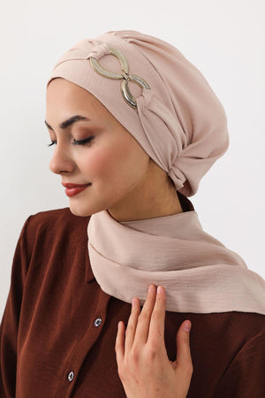 Pre-Styled Aerobin Turban with Elegant Metal Pin