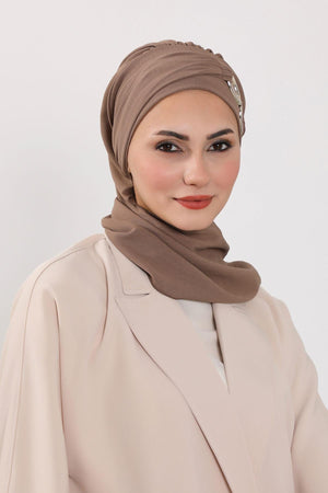 Pre-Styled Aerobin Turban with Elegant Metal Pin