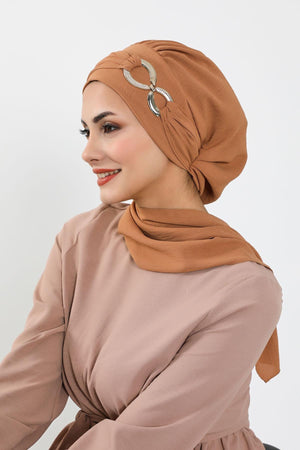 Pre-Styled Aerobin Turban with Elegant Metal Pin