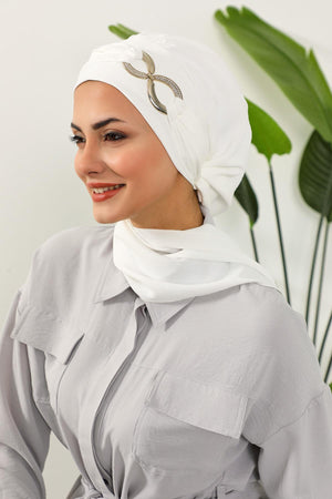 Pre-Styled Aerobin Turban with Elegant Metal Pin