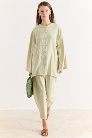 Tencel Modal Tunic & Wide-Leg Trouser Set with Frog Closures — Çağla