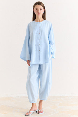 Tencel Modal Tunic & Wide-Leg Trouser Set with Frog Closures — Mavi