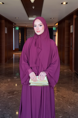 Flowing Chiffon Abaya with Matching Shawl and Belt — Murdum