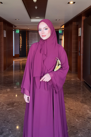 Flowing Chiffon Abaya with Matching Shawl and Belt — Murdum