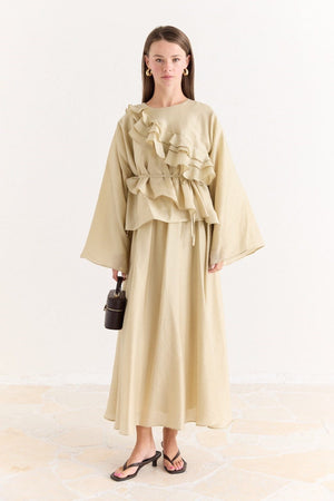 Ruffled Top & Midi Skirt Set - Modest, Relaxed Fit — Çağla