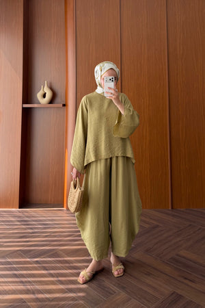 Relaxed Harem Pant Set with Wide Sleeves — HAKİ