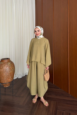 Relaxed Harem Pant Set with Wide Sleeves — HAKİ