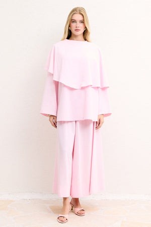 Relaxed Two-Piece Set: Cape Tunic & Wide Trousers — Pembe