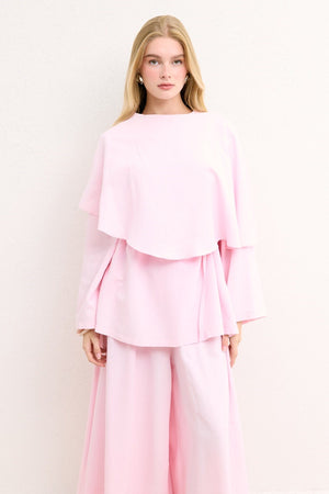 Relaxed Two-Piece Set: Cape Tunic & Wide Trousers — Pembe