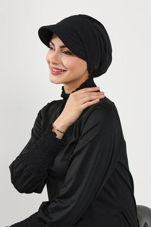 Modest Swim Bonnet with Visor – Water-Resistant & Quick-Dry