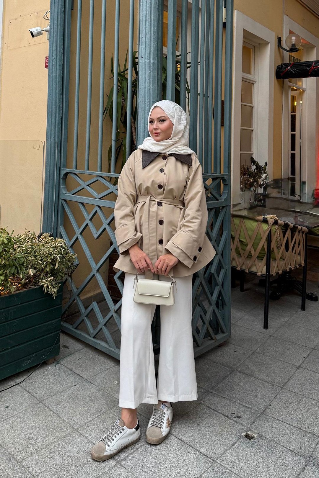 معطف ترنش بياقة جلدية – JK002