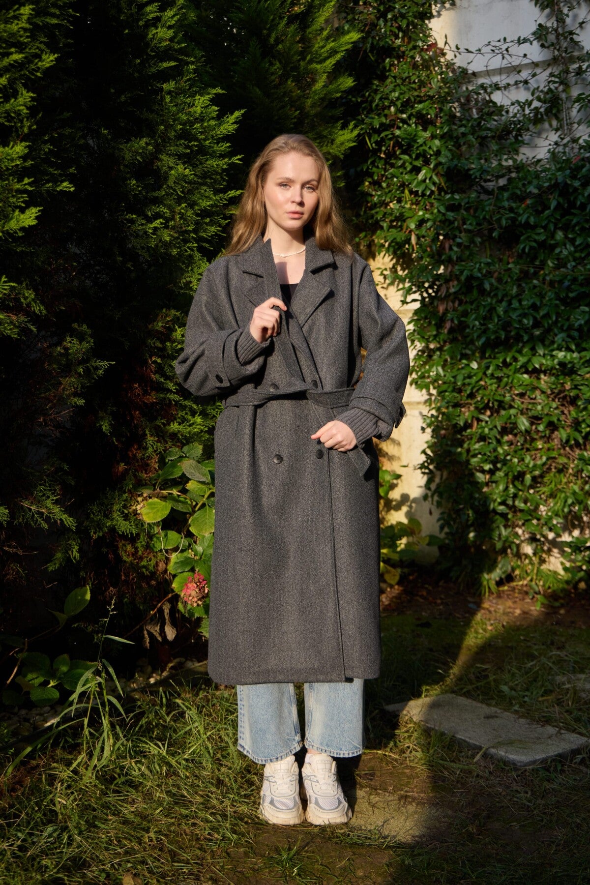 Premium Cashmere Coat with Knit Sleeves JK014