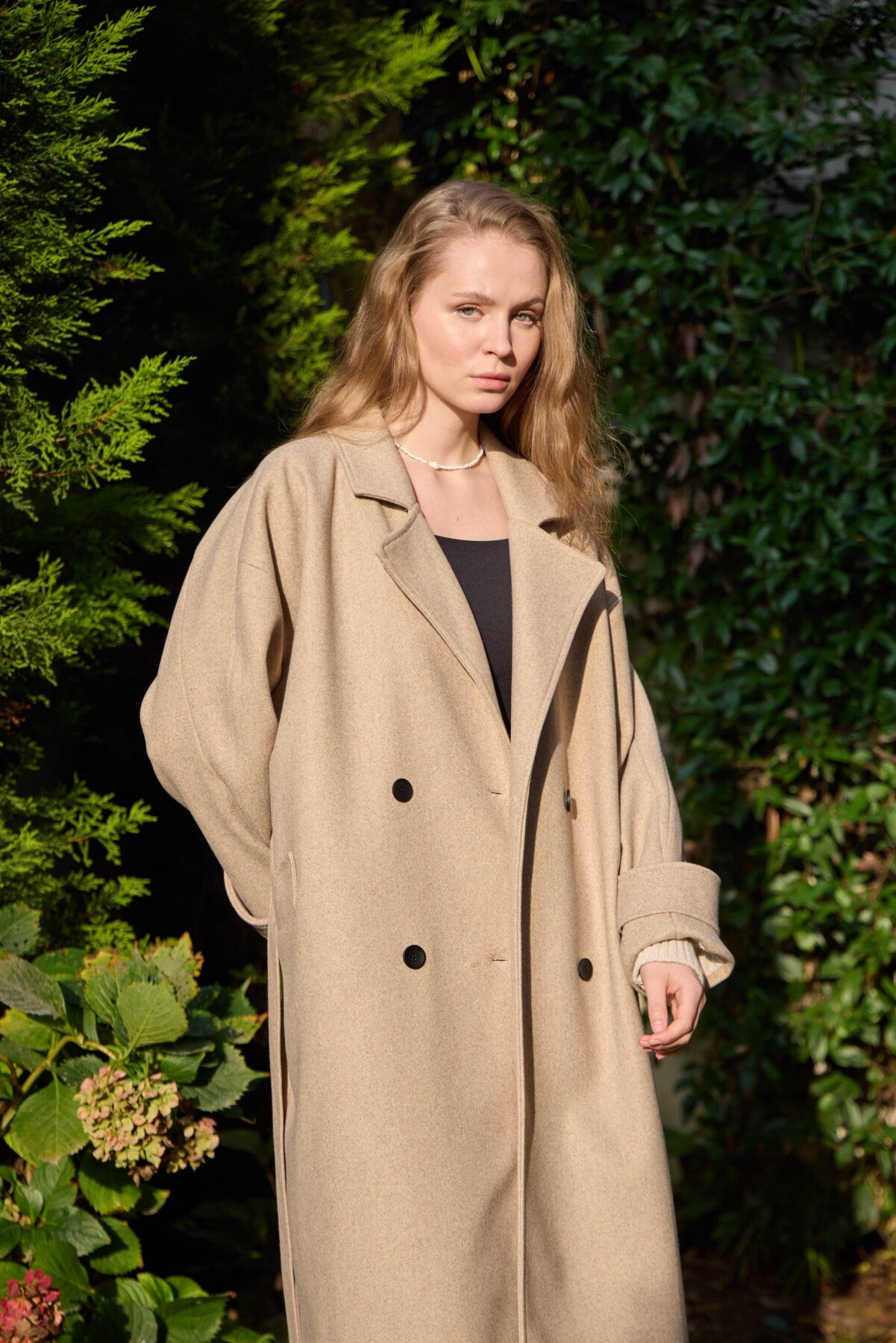 Premium Cashmere Coat with Knit Sleeves JK014