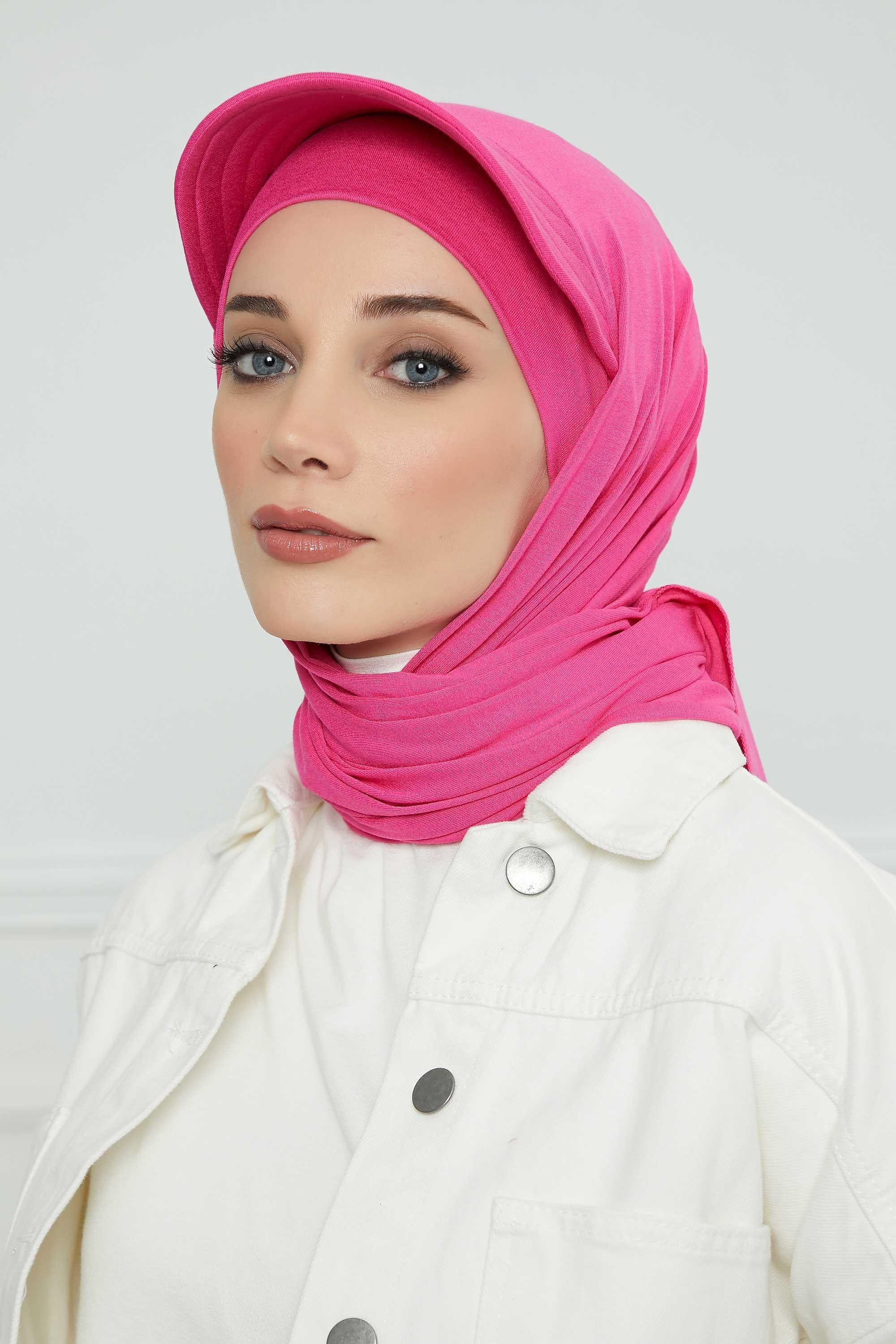 Jersey Visor Hooded Shawl (Jersey Scarf with Built-in Visor)