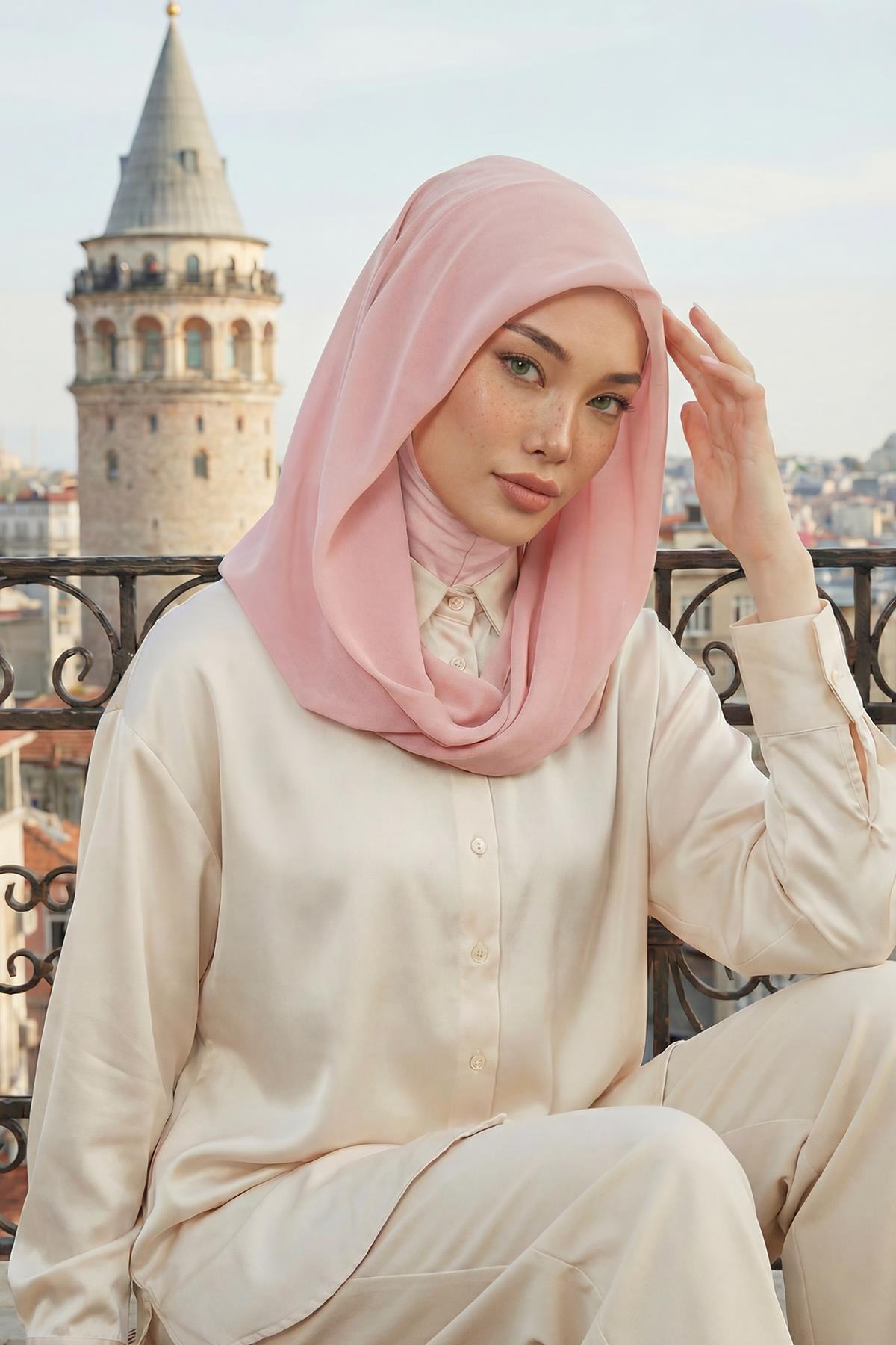 Practical Chiffon Hijab with Jersey Inner Bonnet