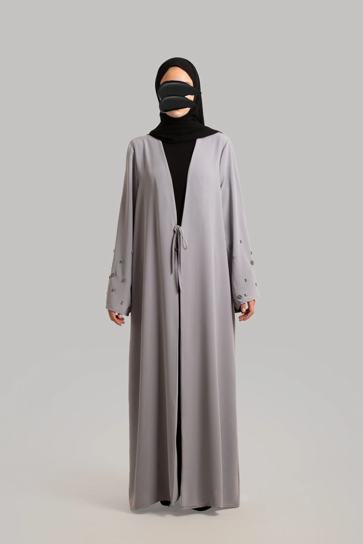 Elegant Beaded Crepe Abaya (AB001)