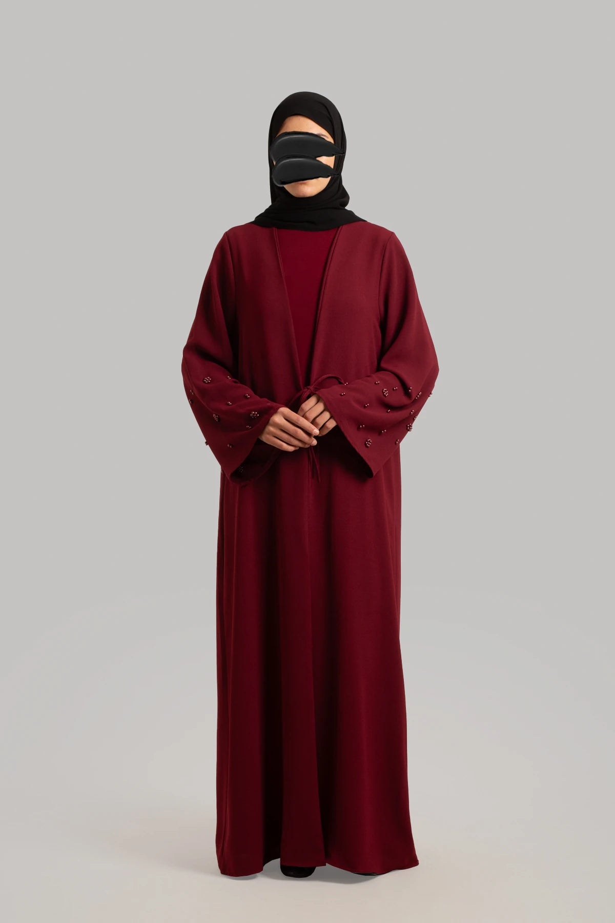 Elegant Beaded Crepe Abaya (AB001)