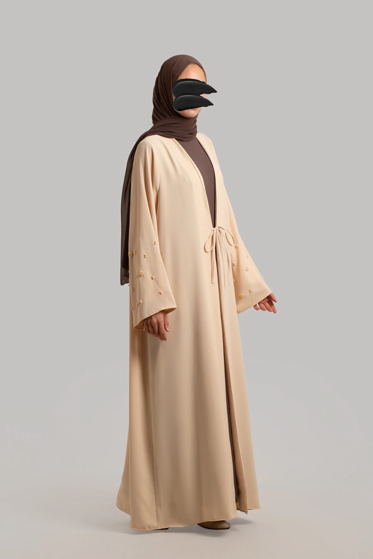 Elegant Beaded Crepe Abaya (AB001)