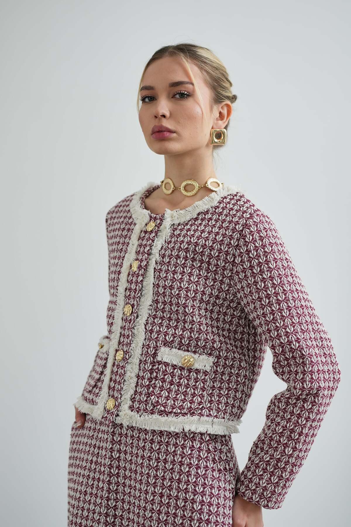 Lined Tweed Jacket & Skirt Modest Suit