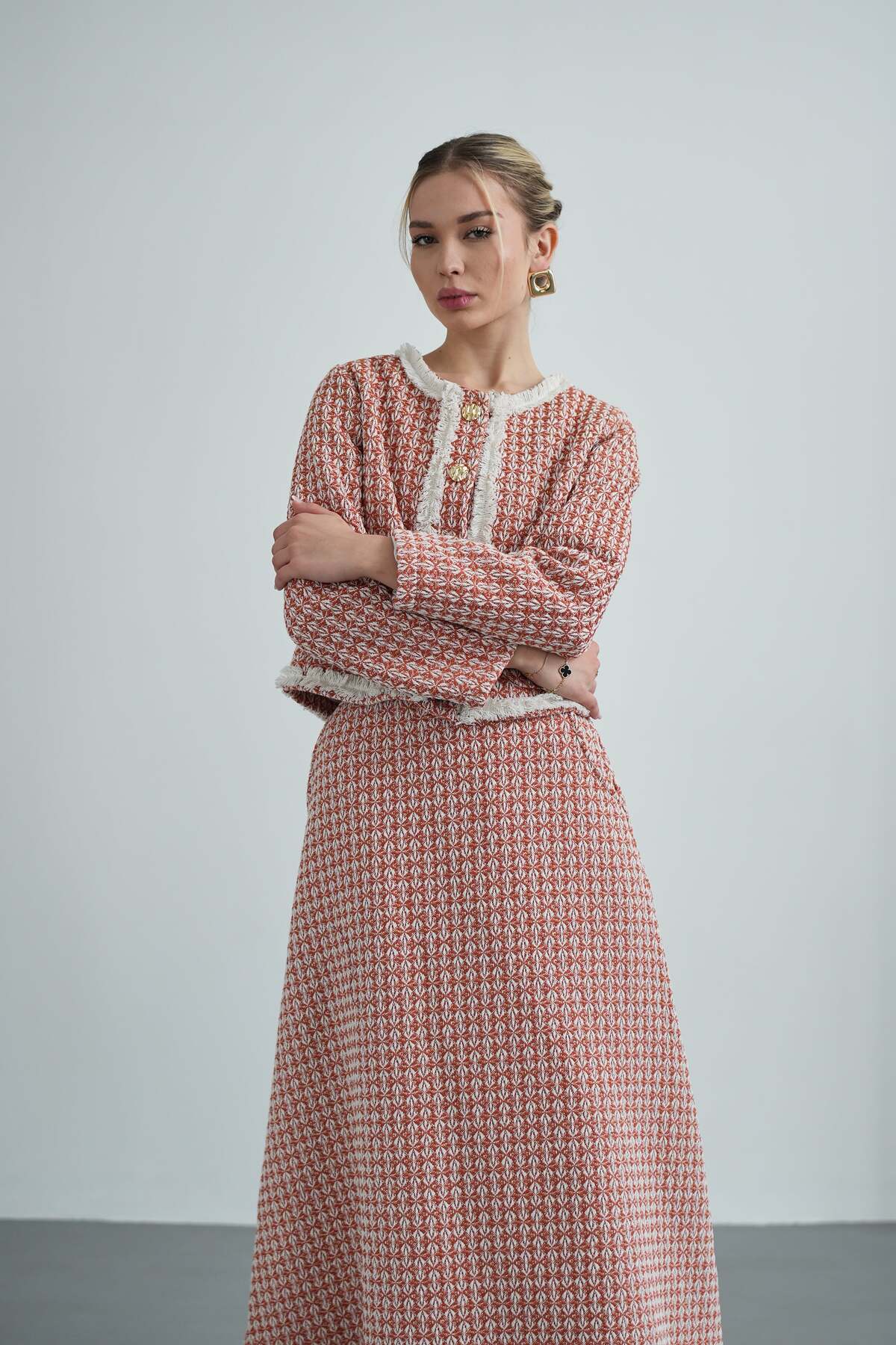 Lined Tweed Jacket & Skirt Modest Suit