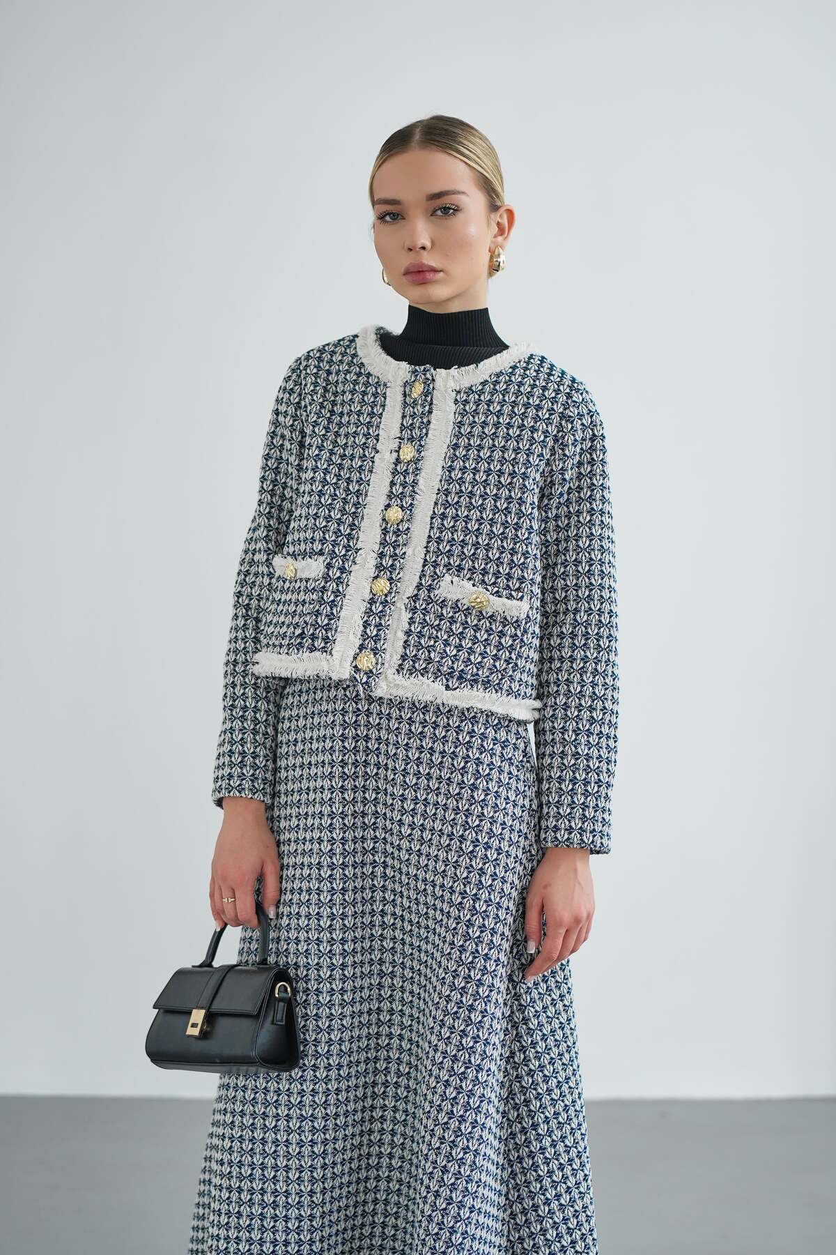 Lined Tweed Jacket & Skirt Modest Suit