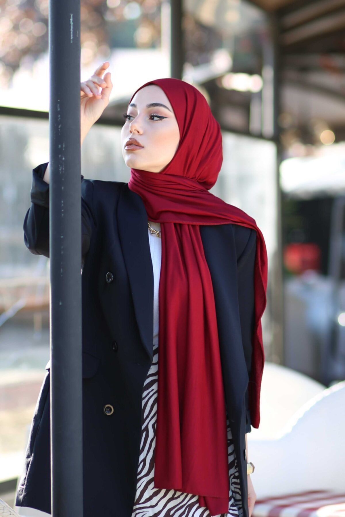 Soft Viscose Jersey Shawl — Bordo
