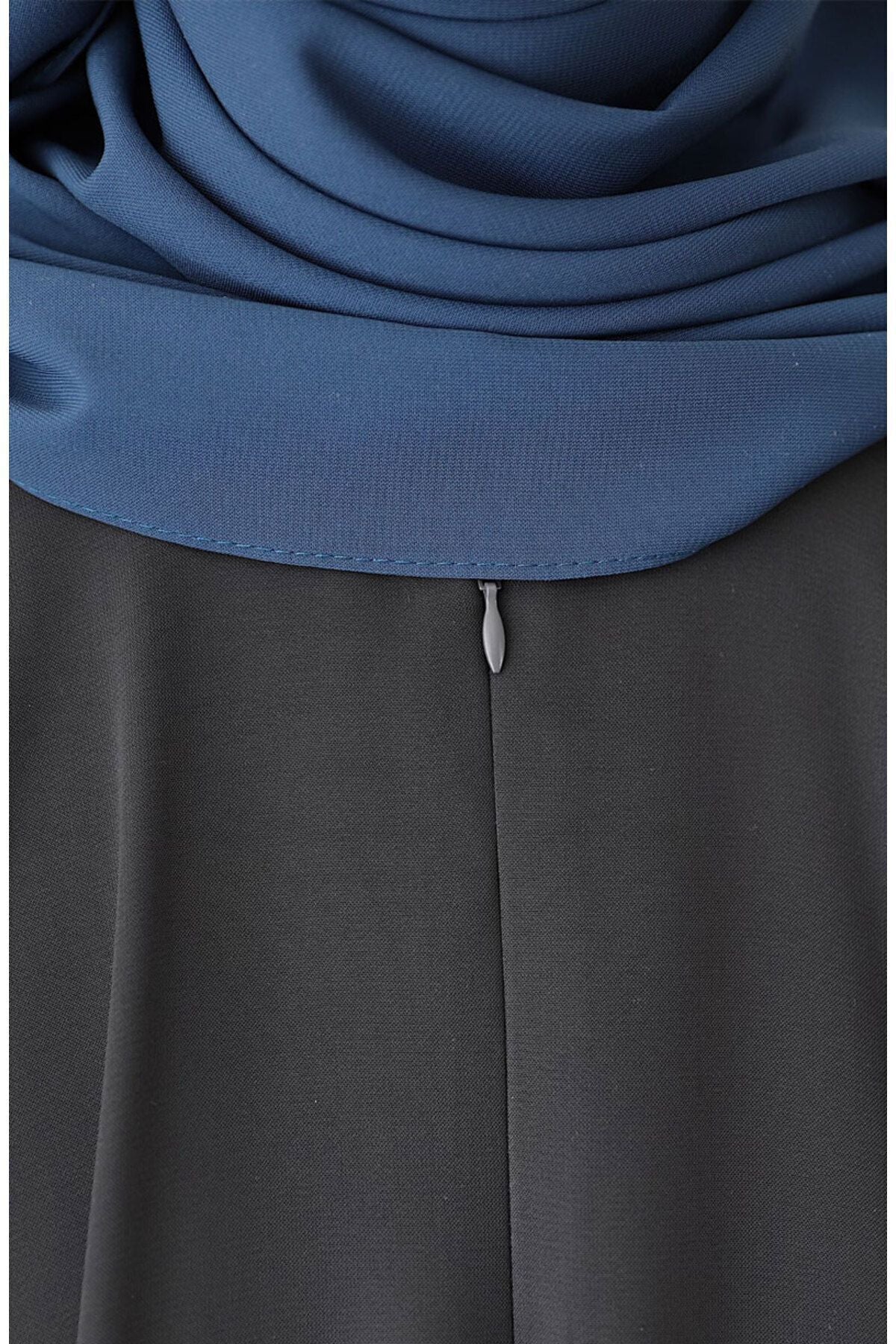 Modest Relaxed Fit Long Tunic & Skirt Set with Batwing Sleeves — Gri