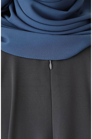 Modest Relaxed Fit Long Tunic & Skirt Set with Batwing Sleeves — Gri