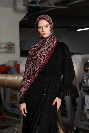 Patterned Polyester Scarf for Modest Styling — Bordo