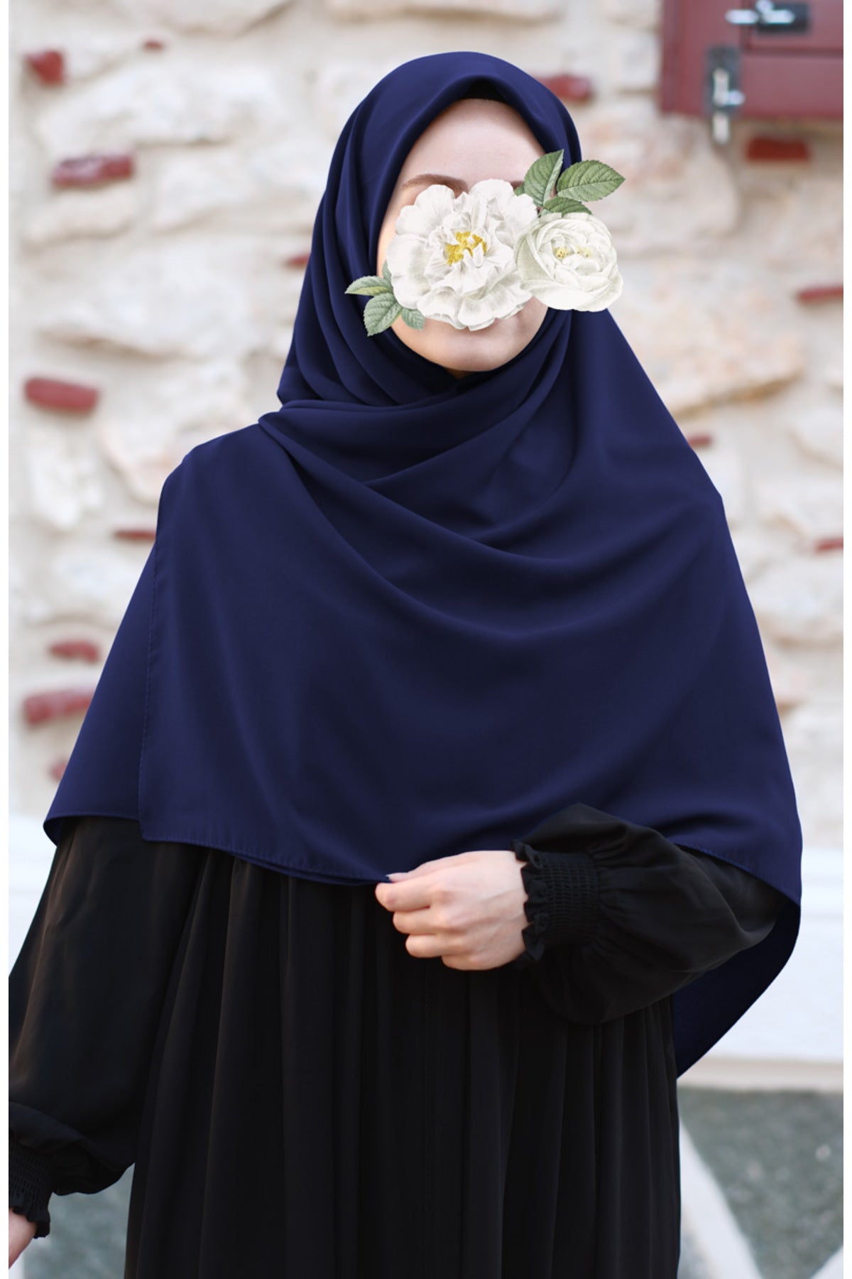 Plain Woven Large Square Scarf - Soft Drape, 120x120 cm — Lacivert
