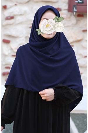 Plain Woven Large Square Scarf - Soft Drape, 120x120 cm — Lacivert