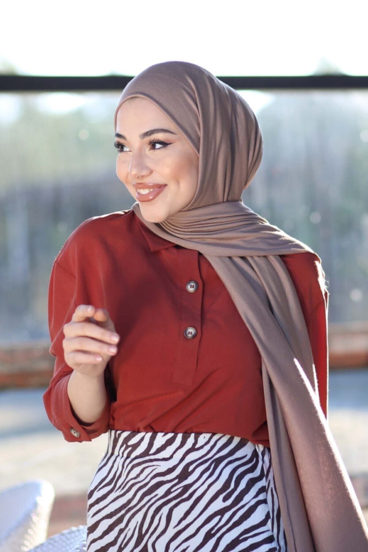 Soft Viscose Jersey Shawl — Kahverengi