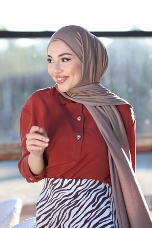 Soft Viscose Jersey Shawl — Kahverengi