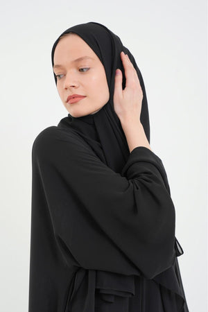 Long Lightweight Abaya and Matching Shawl Set with Snap Closure — Çok Renkli